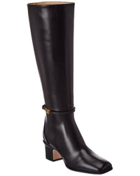 Valentino Valentino Vlogo Leather Knee-High Boot