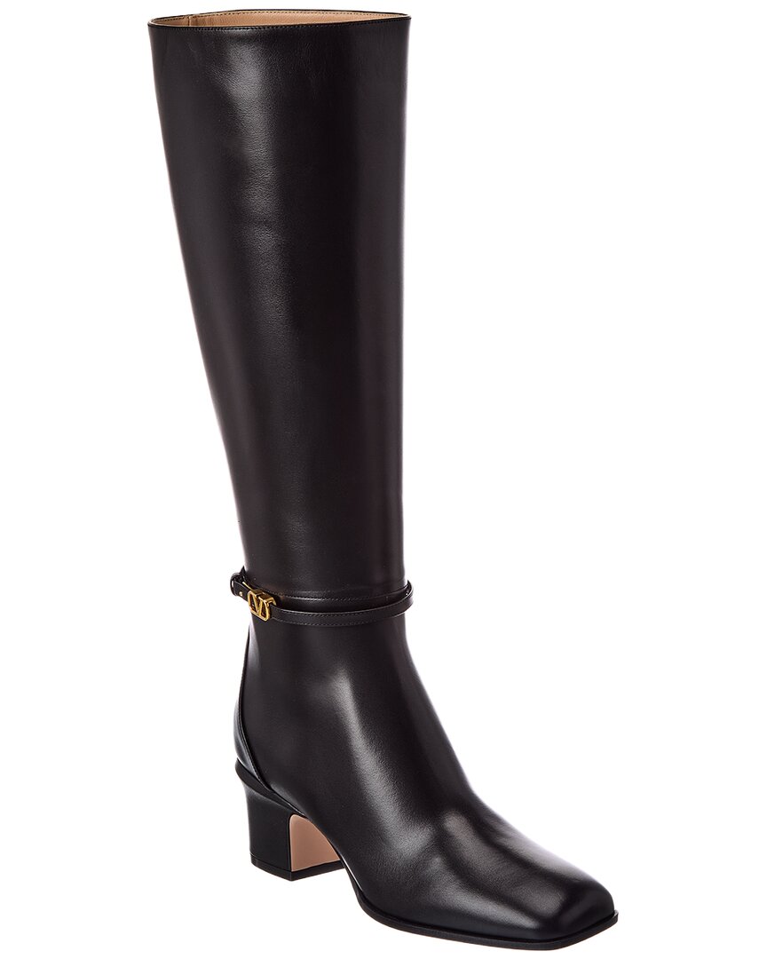 Valentino Valentino Vlogo Leather Knee-High Boot