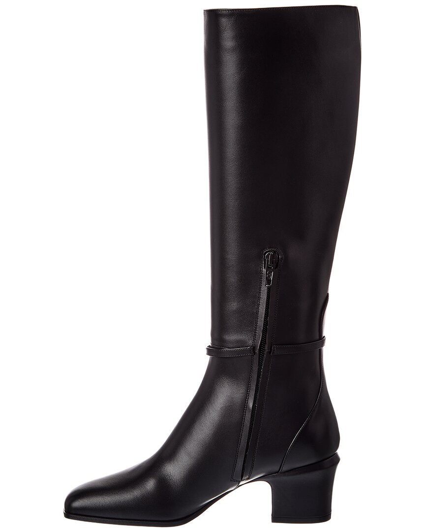Valentino Valentino Vlogo Leather Knee-High Boot