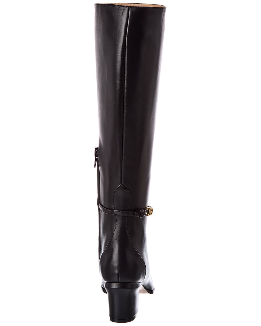 Valentino Valentino Vlogo Leather Knee-High Boot