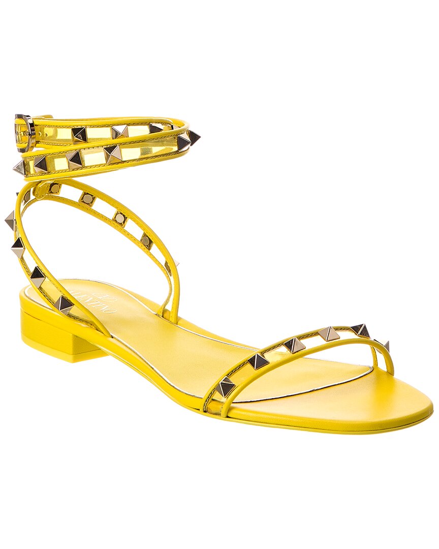 Valentino Valentino Rockstud Leather-Trim Sandal