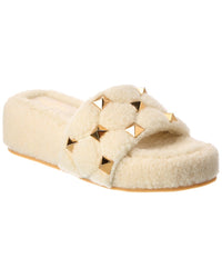 Valentino Valentino Roman Stud 50 Shearling Platform Slide