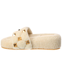 Valentino Valentino Roman Stud 50 Shearling Platform Slide