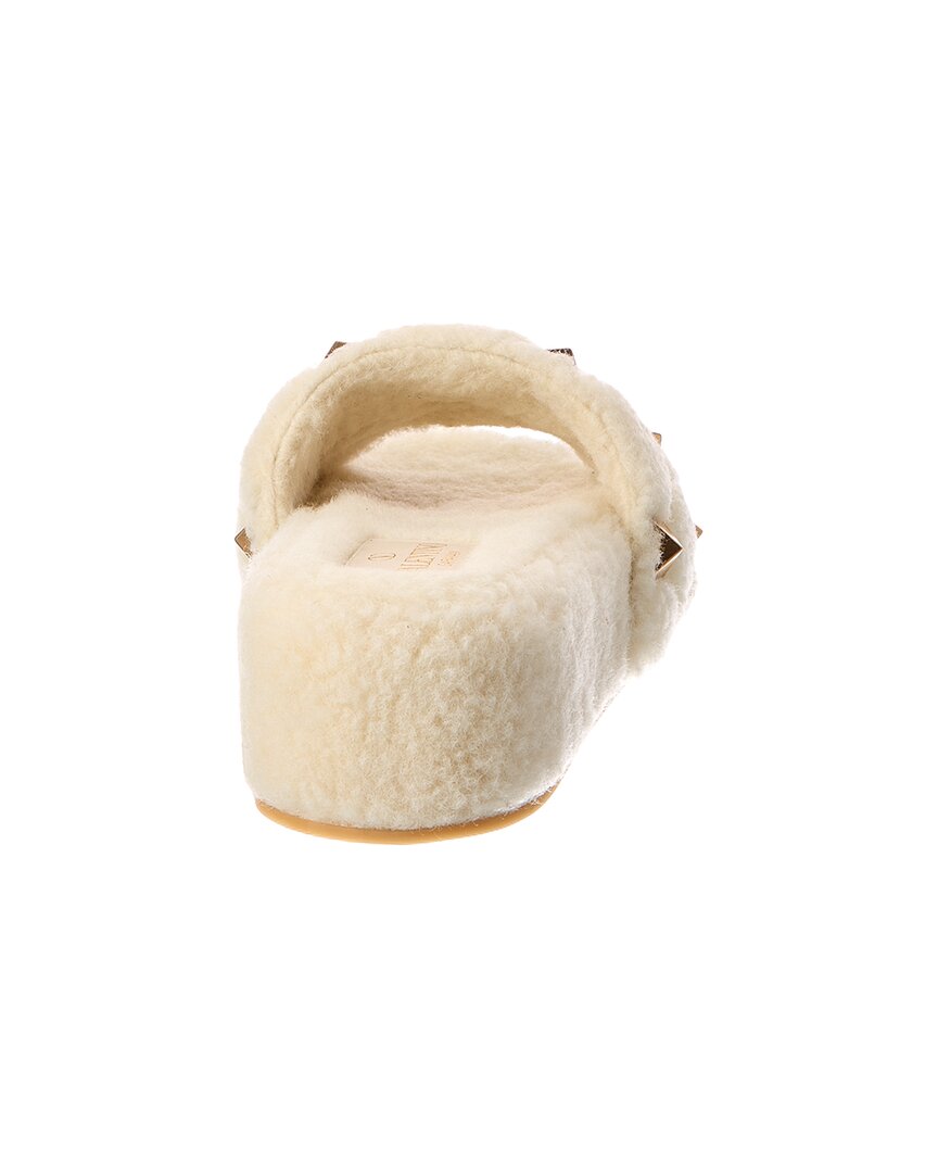 Valentino Valentino Roman Stud 50 Shearling Platform Slide