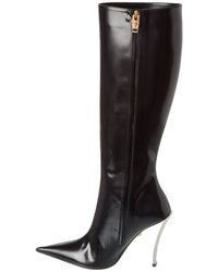 Versace Pin-Point Leather Knee-High Boot