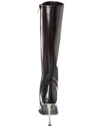 Versace Pin-Point Leather Knee-High Boot