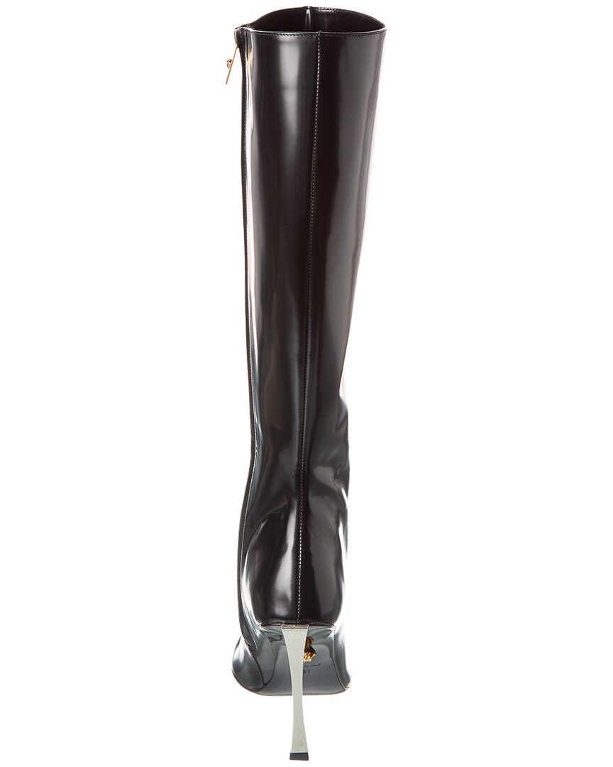 Versace Pin-Point Leather Knee-High Boot
