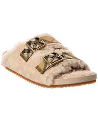 Burberry Burberry Check Suede & Shearling Sandal