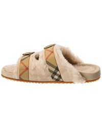 Burberry Burberry Check Suede & Shearling Sandal