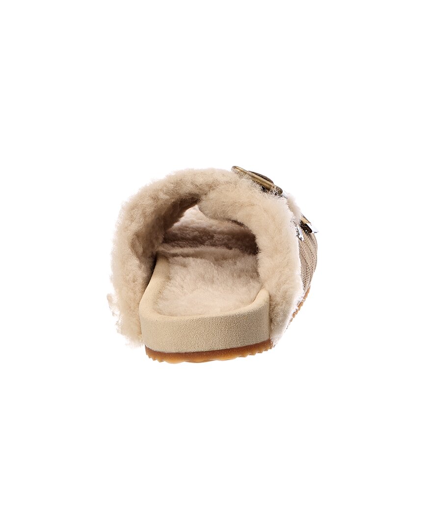 Burberry Burberry Check Suede & Shearling Sandal