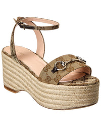 Gucci Gucci Horsebit Gg Canvas Wedge Sandal