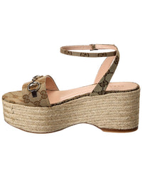 Gucci Gucci Horsebit Gg Canvas Wedge Sandal