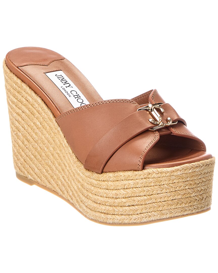 Jimmy Choo Jimmy Choo Leda 100 Leather Wedge Sandal