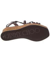 Jimmy Choo Jimmy Choo Nyra 60 Suede & Leather Wedge Sandal