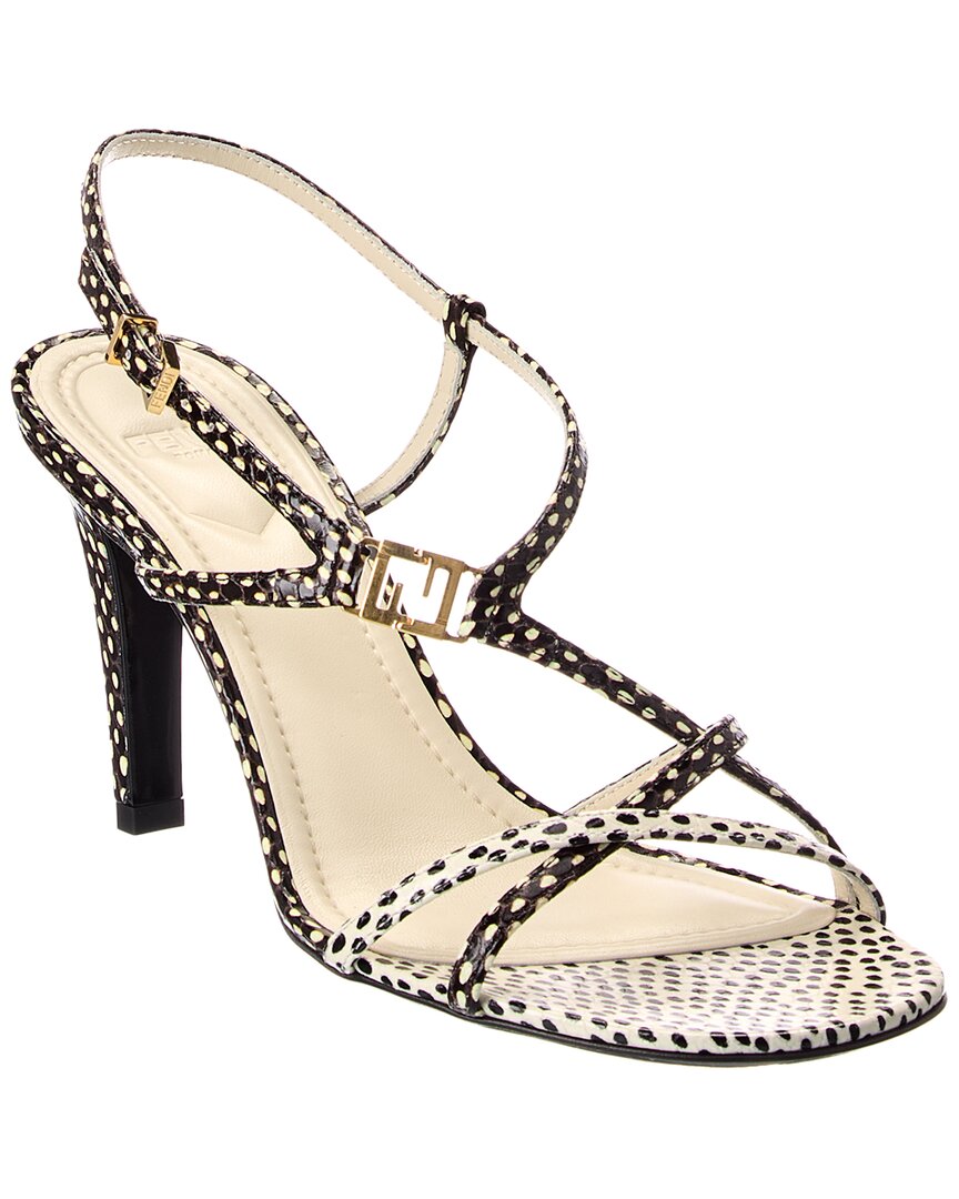 Fendi Ffold Snake-Embossed Leather Sandal