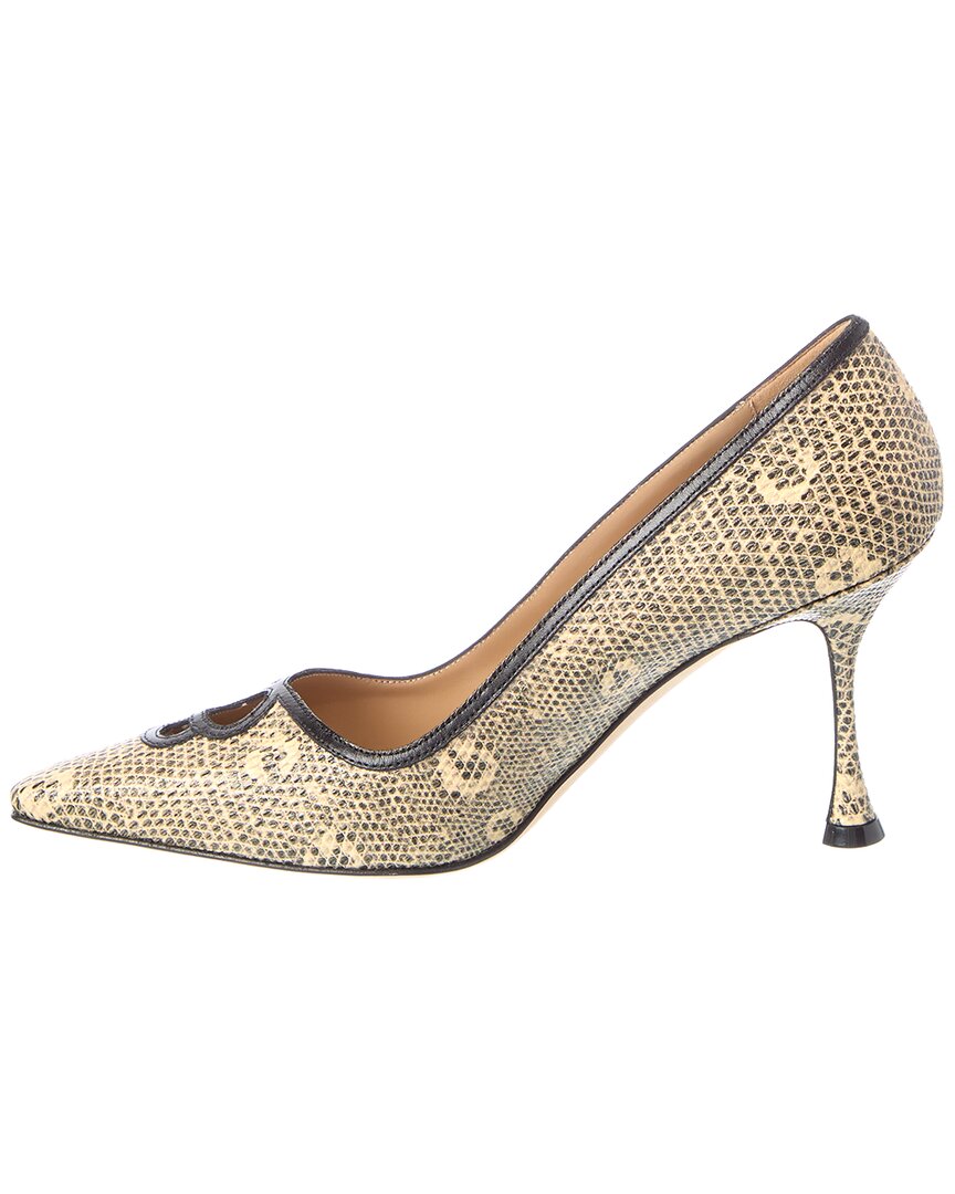 Manolo Blahnik Manolo Blahnik Berry 90 Snake-Embossed Leather Pump