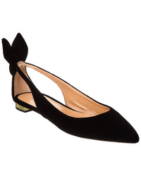Aquazzura Aquazzura Bow Tie Velvet Slingback Flat