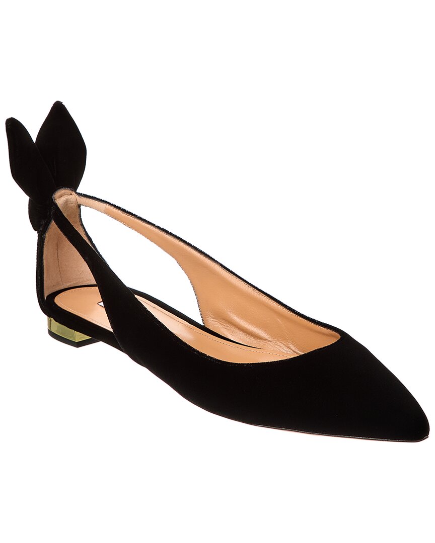Aquazzura Aquazzura Bow Tie Velvet Slingback Flat