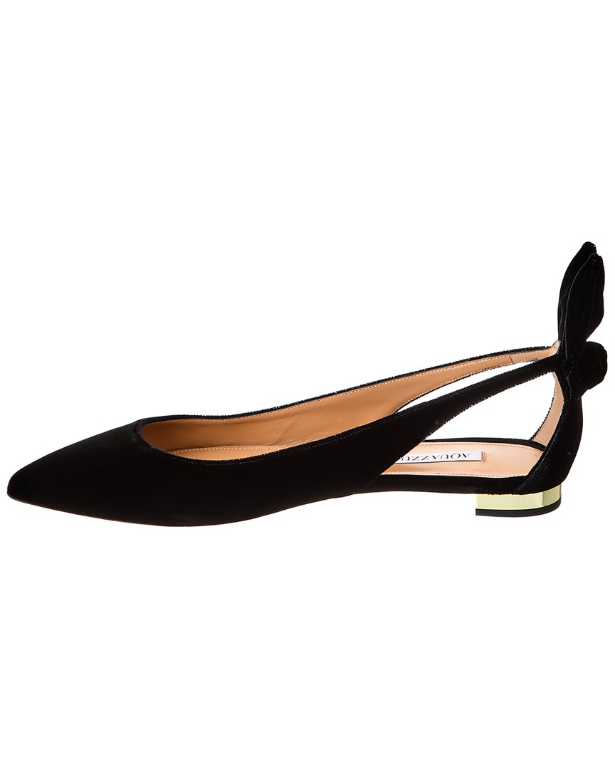 Aquazzura Aquazzura Bow Tie Velvet Slingback Flat
