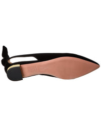 Aquazzura Aquazzura Bow Tie Velvet Slingback Flat