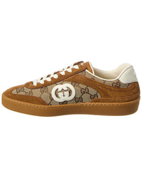 Gucci Gucci G75 Gg Canvas & Suede Sneaker