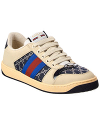 Gucci Screener Gg Crystal Denim & Leather Sneaker