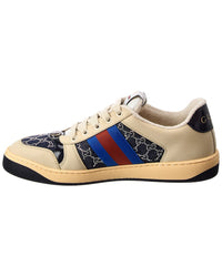 Gucci Screener Gg Crystal Denim & Leather Sneaker