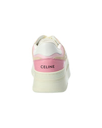 Celine Block Wedge Leather & Suede Sneaker