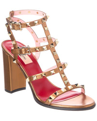 Valentino Valentino Rockstud Caged 90 Leather Ankle Strap Sandal