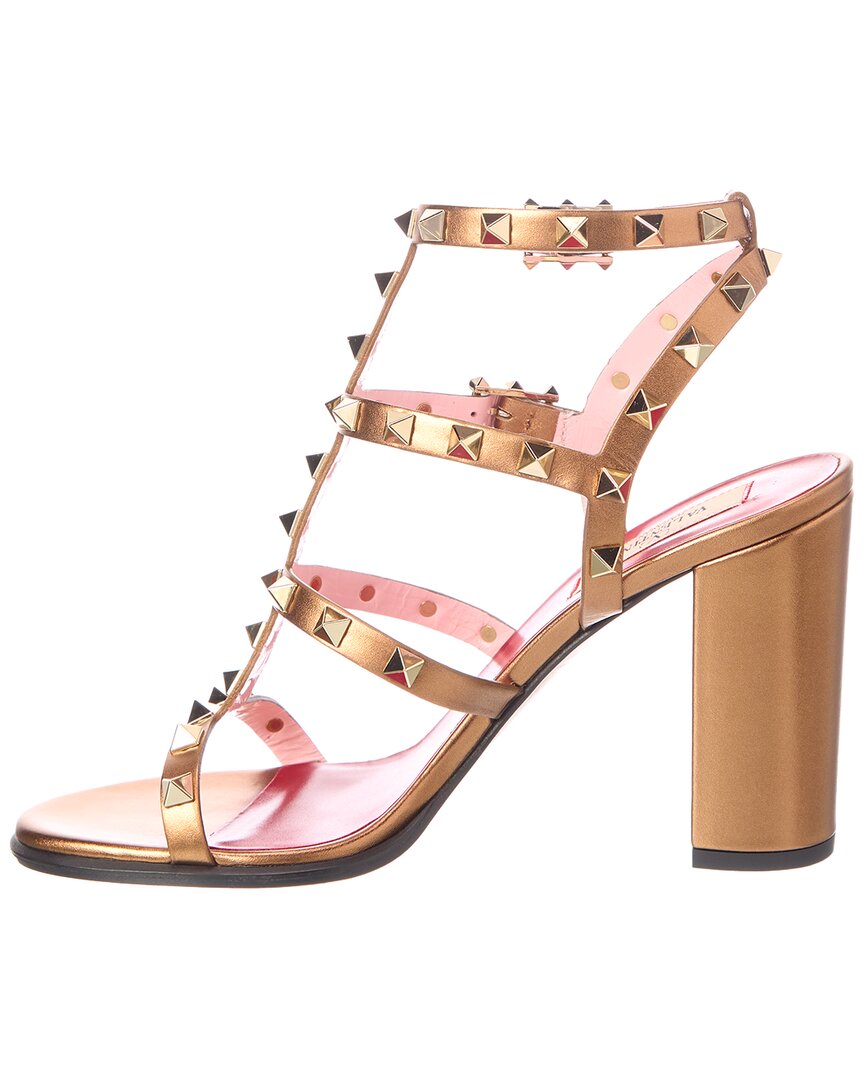 Valentino Valentino Rockstud Caged 90 Leather Ankle Strap Sandal