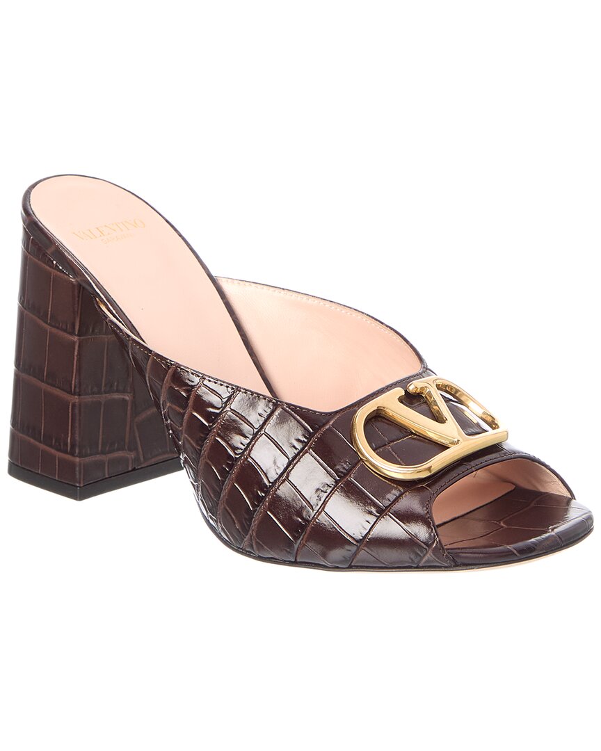 Valentino Vlogo Signature 95 Croc-Embossed Leather Sandal