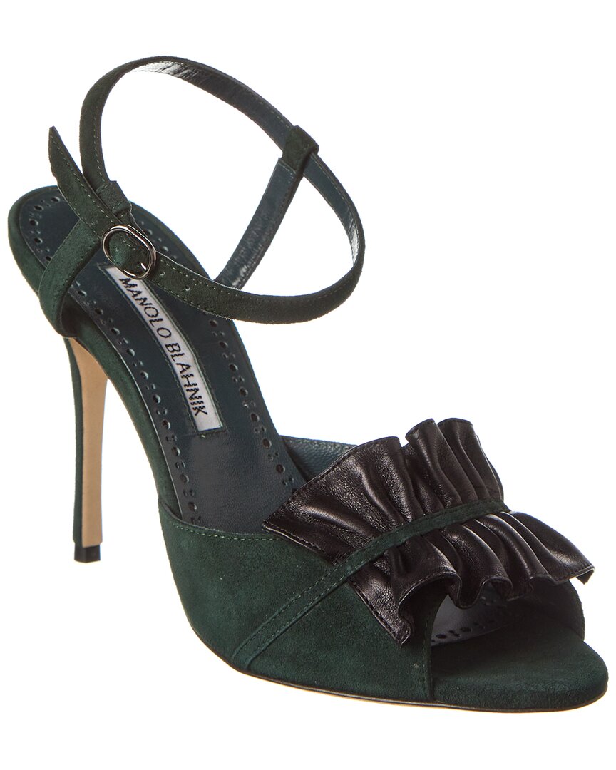 Manolo Blahnik Khedni 105 Suede & Leather Sandal
