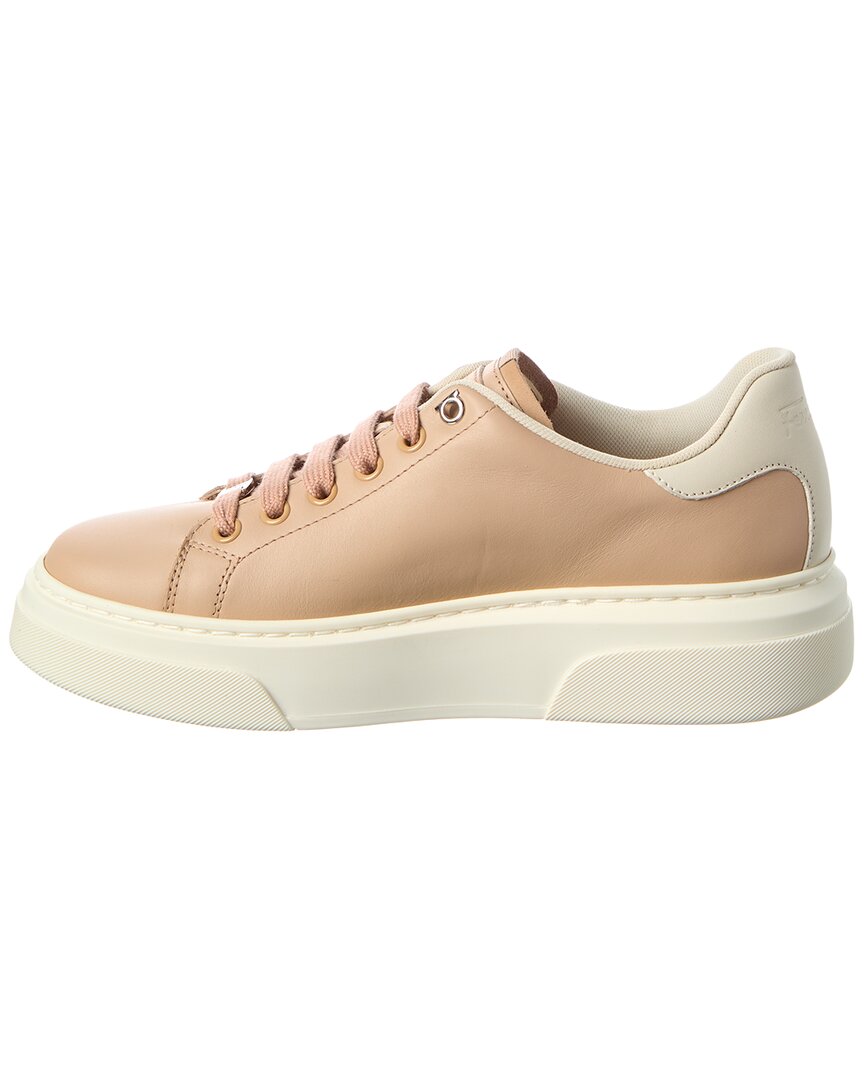 Ferragamo Mini Vara Chain Ornament Leather Sneaker