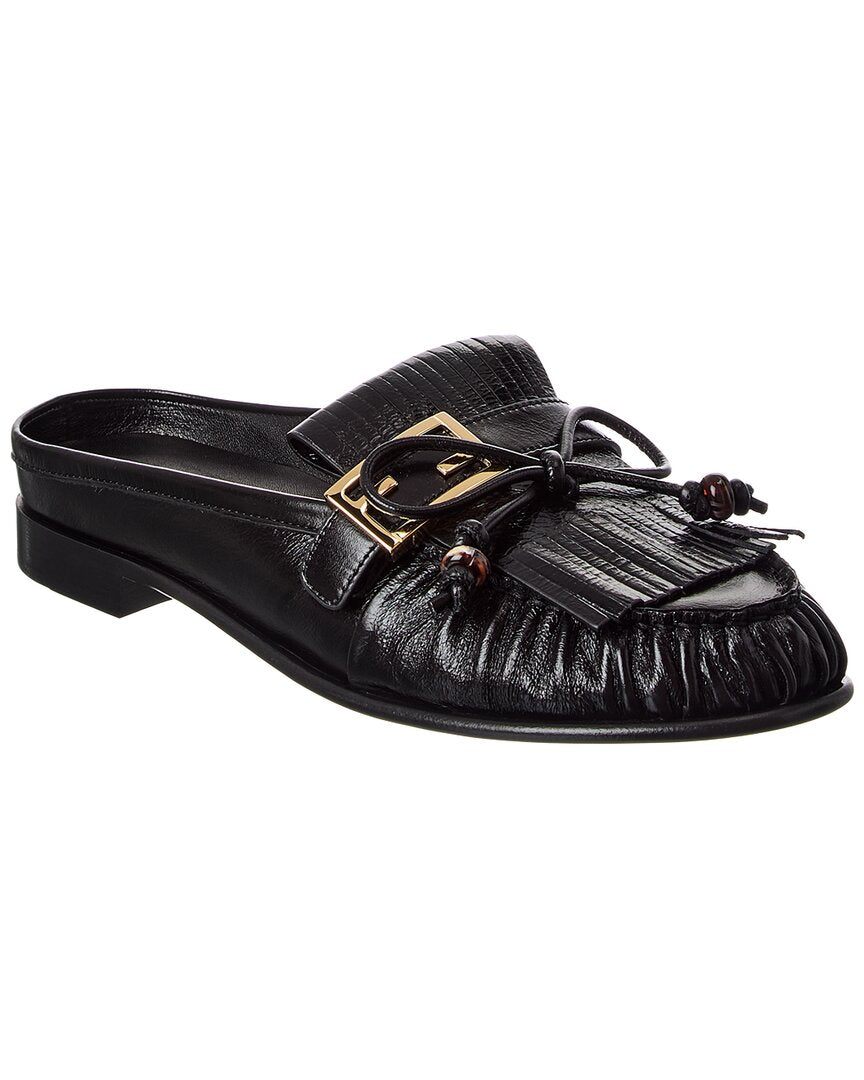 Fendi Baguette Leather Sabot Loafer