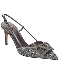 Valentino Vlogo Signature 80 Suede & Leather Slingback Pump