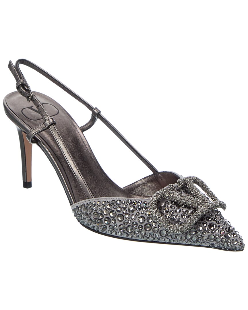 Valentino Vlogo Signature 80 Suede & Leather Slingback Pump