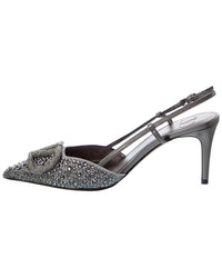 Valentino Vlogo Signature 80 Suede & Leather Slingback Pump