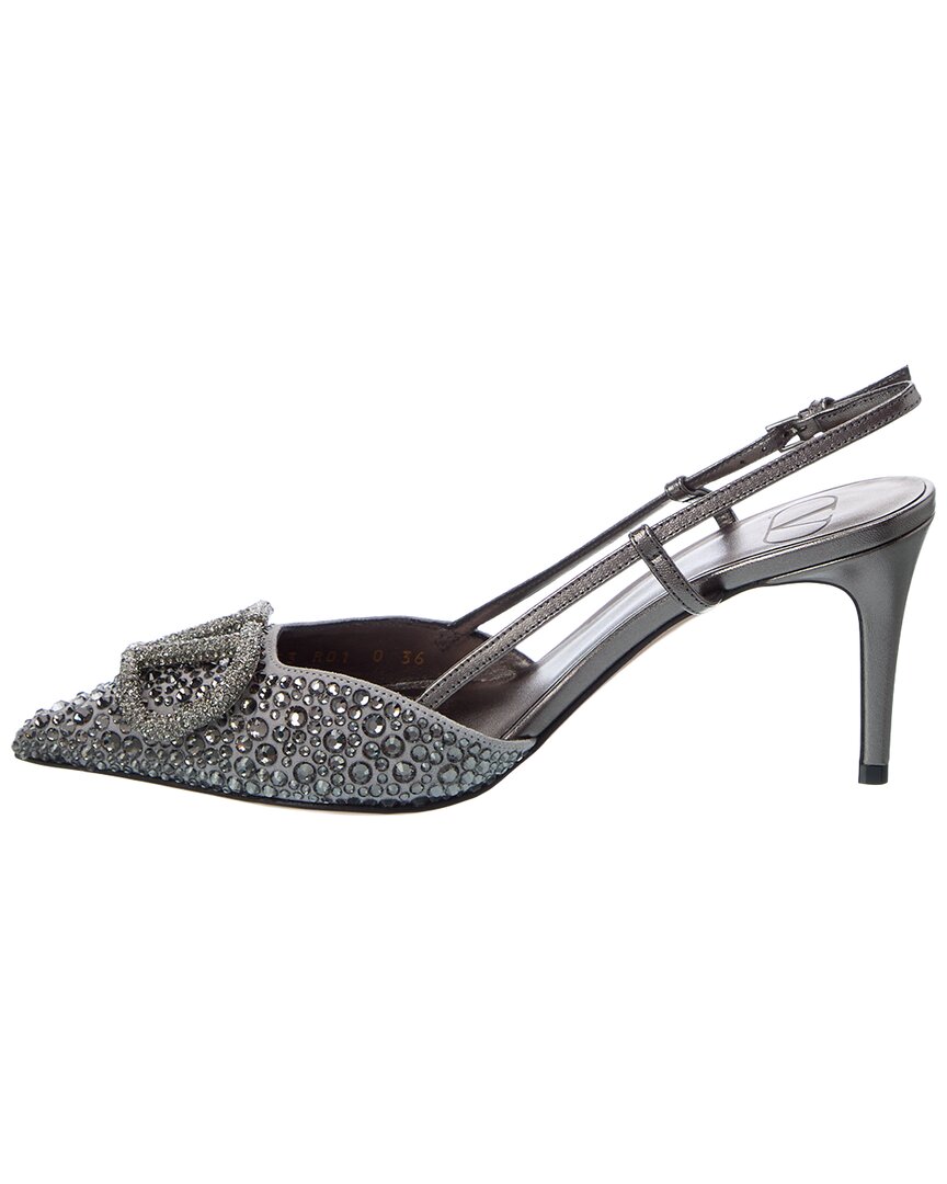 Valentino Vlogo Signature 80 Suede & Leather Slingback Pump