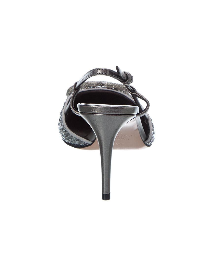 Valentino Vlogo Signature 80 Suede & Leather Slingback Pump