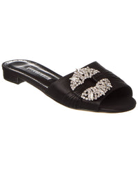 Manolo Blahnik Pralina Satin Flat Black