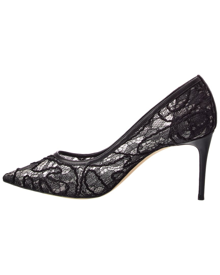 Casadei Lace & Leather Slingback Pump