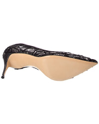 Casadei Lace & Leather Slingback Pump