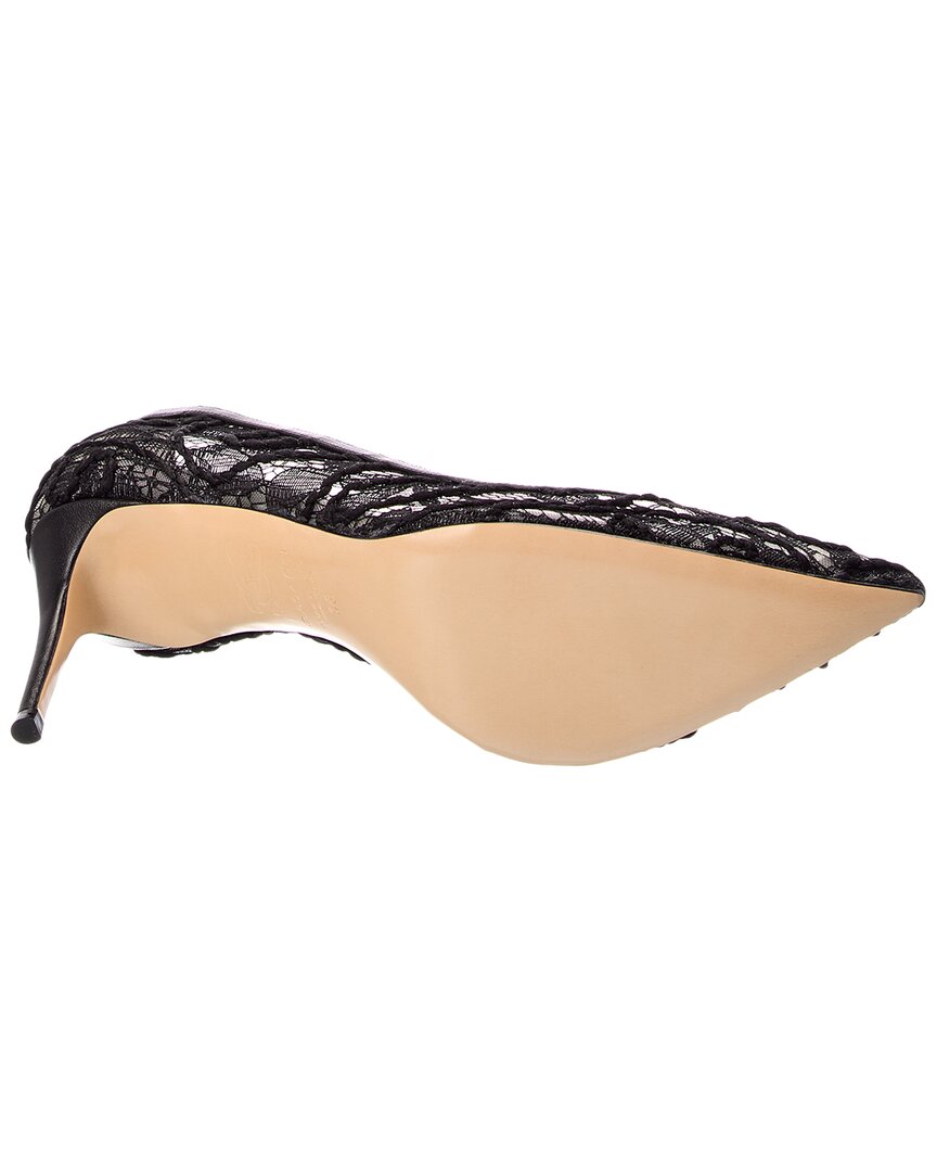 Casadei Lace & Leather Slingback Pump