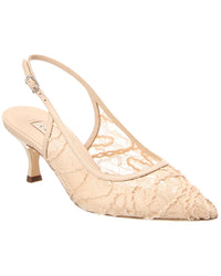 Casadei Lace & Leather Slingback Pump