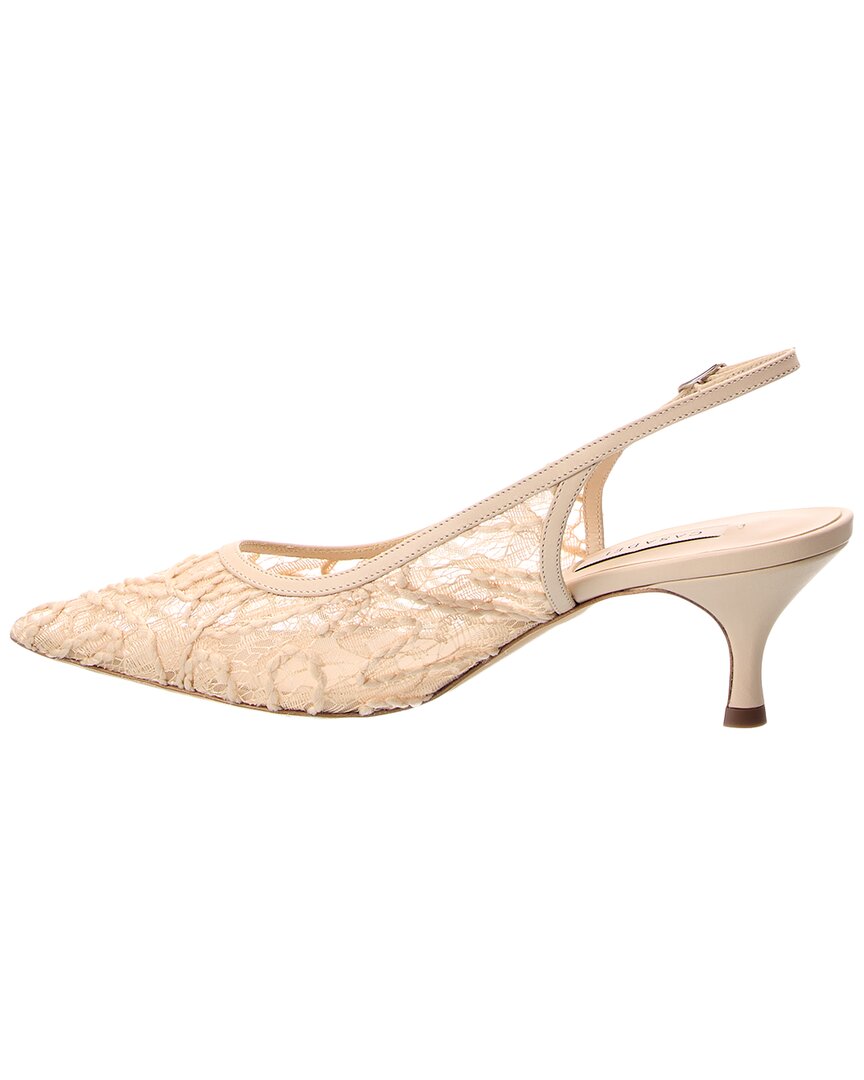 Casadei Lace & Leather Slingback Pump