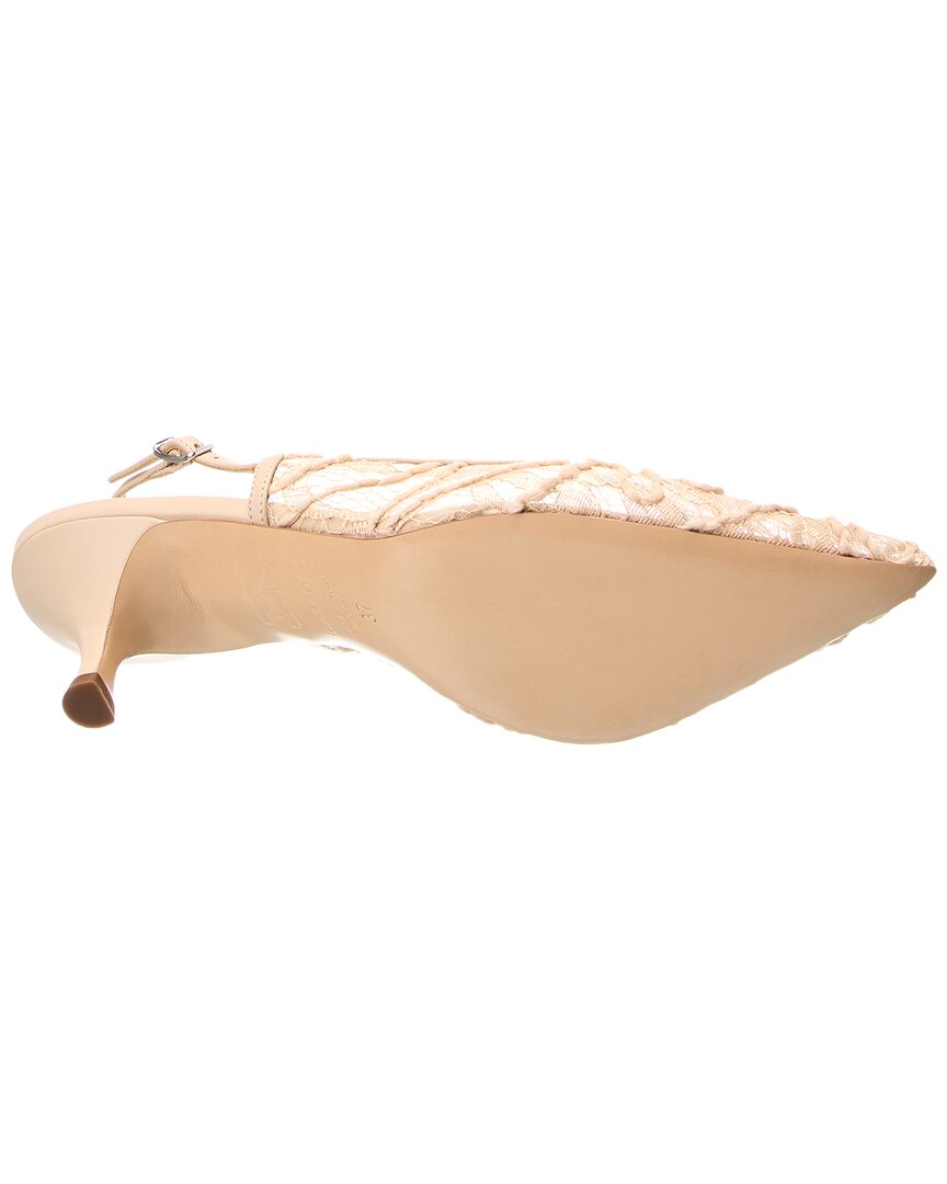 Casadei Lace & Leather Slingback Pump