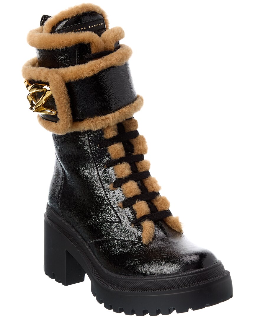 Giuseppe Zanotti Giuseppe Zanotti Gz Paloma Leather & Shearling Biker Boot