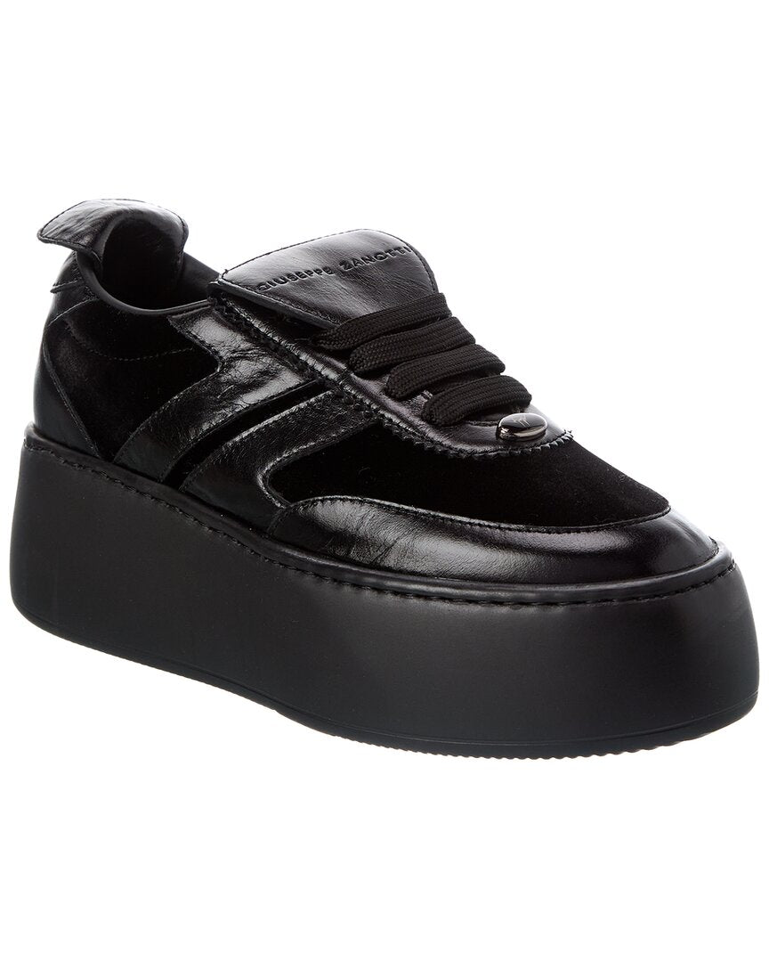 Giuseppe Zanotti Giuseppe Zanotti Alma Velvet & Leather Platform Sneaker