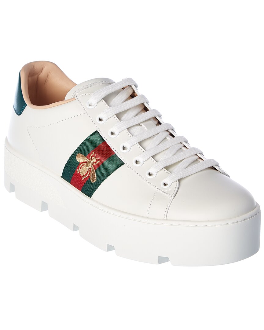 Gucci Gucci Ace Embroidered Leather Platform Sneaker