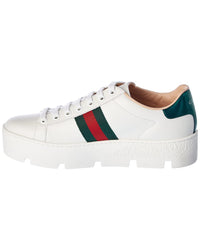 Gucci Gucci Ace Embroidered Leather Platform Sneaker